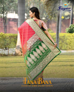 RANI RED & PARROT GREEN BANARASI SOFT SILK SAREE