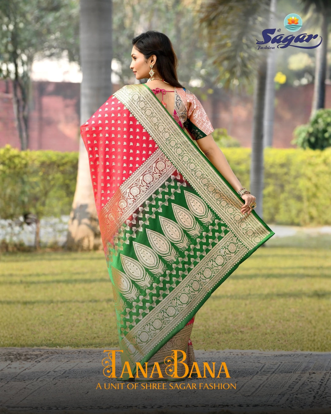 RANI RED & PARROT GREEN BANARASI SOFT SILK SAREE