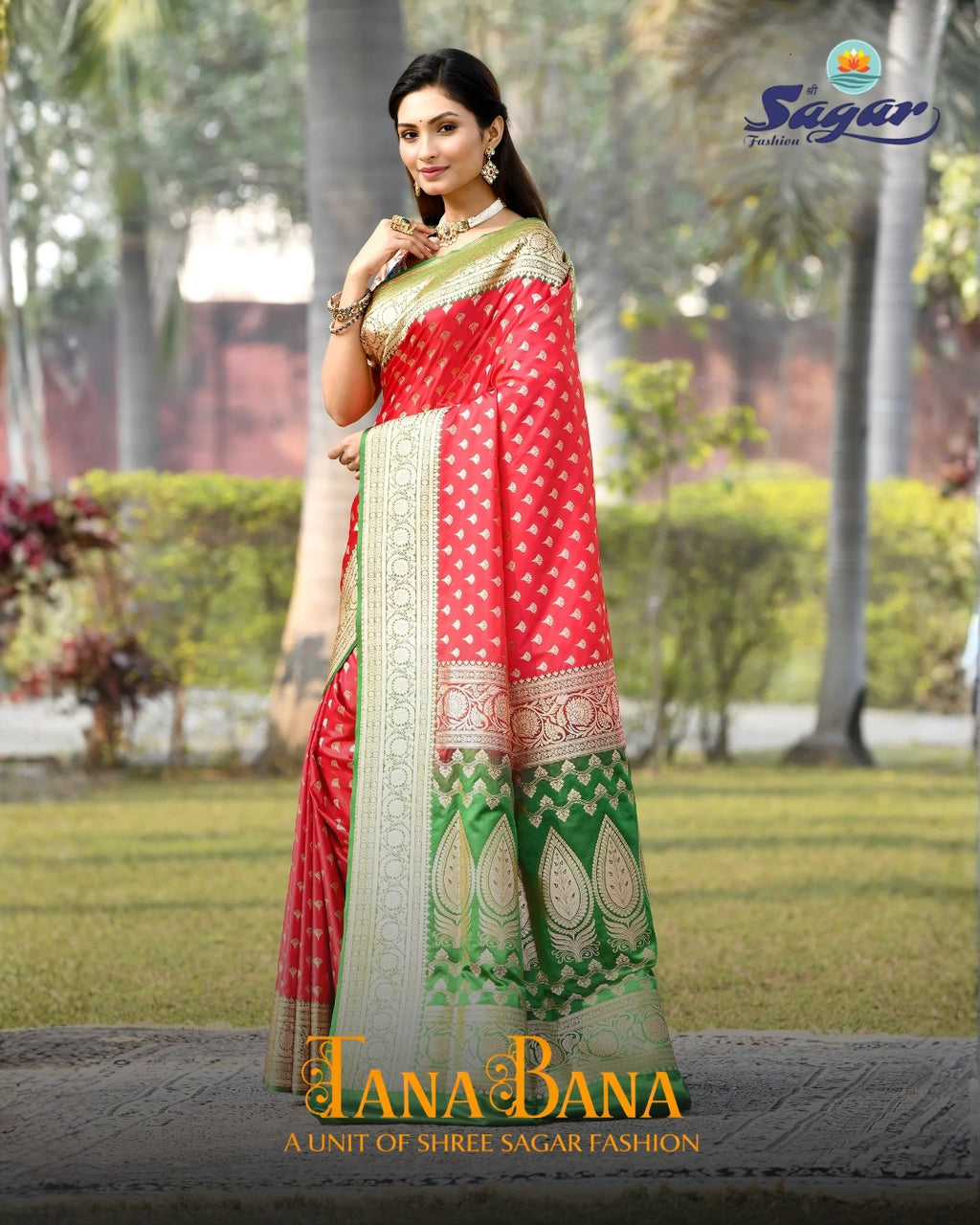 RANI RED & PARROT GREEN BANARASI SOFT SILK SAREE