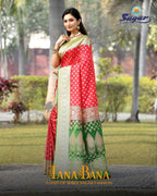 RANI RED & PARROT GREEN BANARASI SOFT SILK SAREE