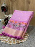 Lavender Pink Kota Zari Jamdani Meenkari Saree