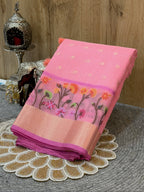 Lavender Pink Kota Zari Jamdani Meenkari Saree
