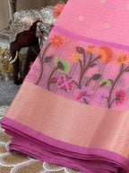 Lavender Pink Kota Zari Jamdani Meenkari Saree