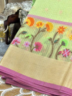 Pistachio Green Kota Zari Jamdani Meenkari Saree