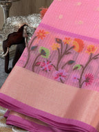 Lavender Pink Kota Zari Jamdani Meenkari Saree