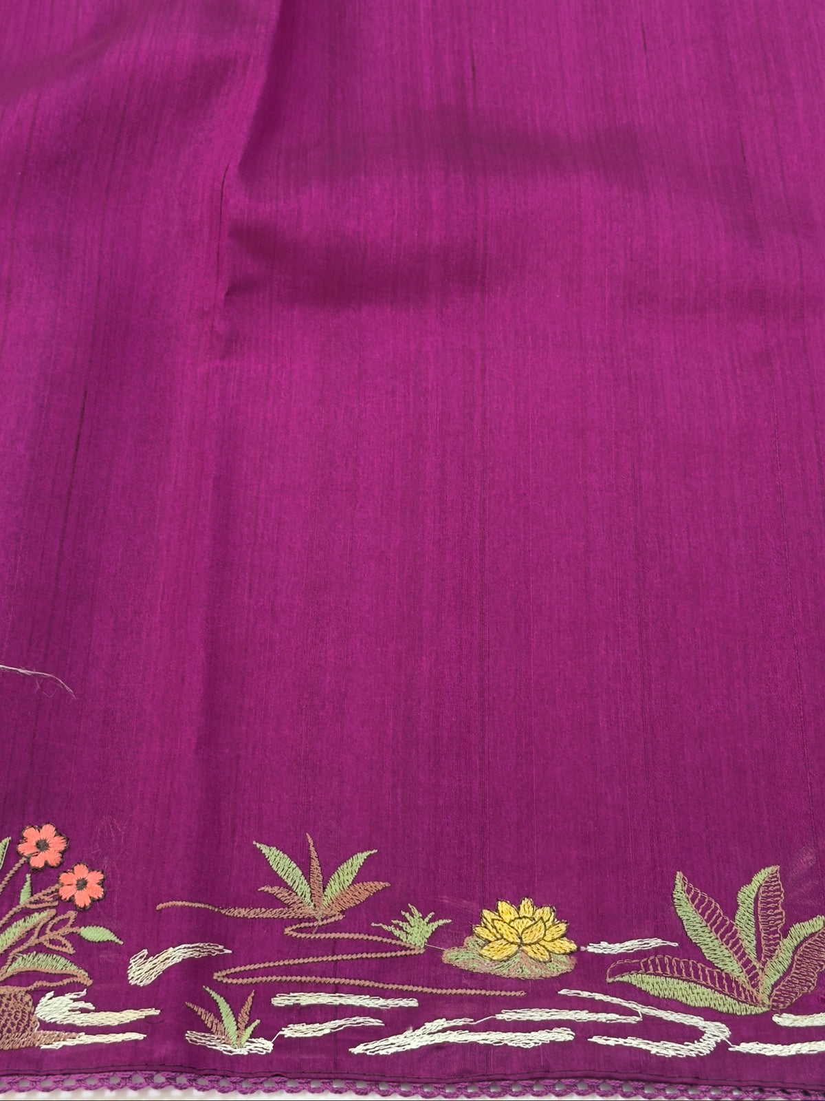 Rich Magenta Moonga Tussar Silk Saree with Tiger Motif Detailing