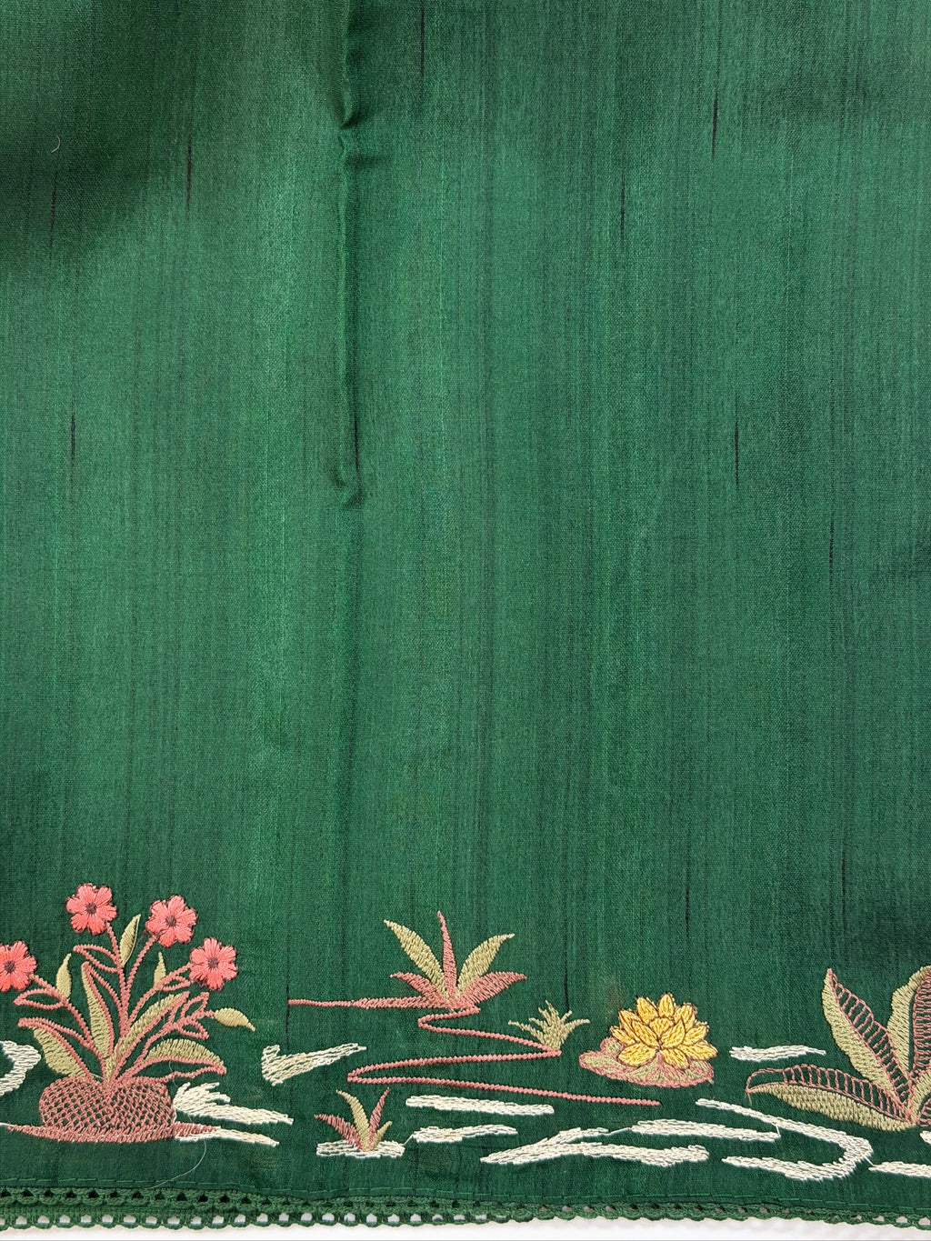 Bottle Green Moonga Tussar Silk Sabyasachi-Inspired Embroidery Saree