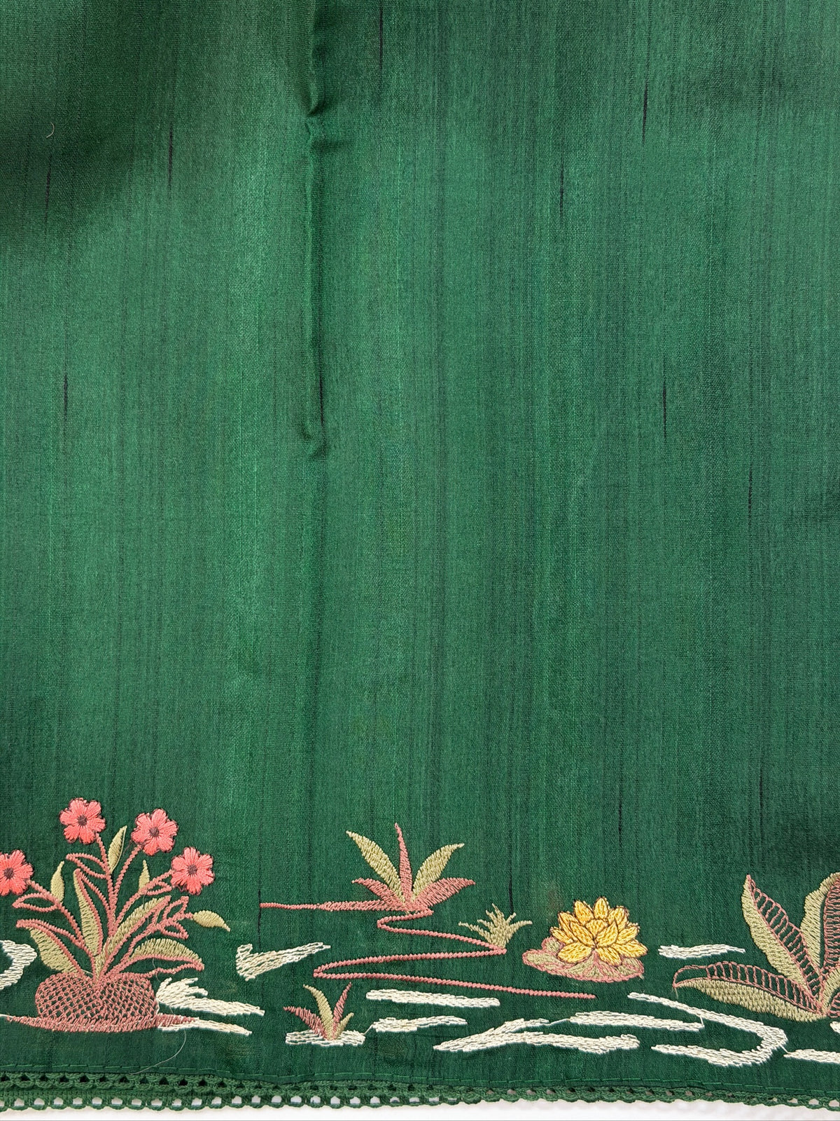 Bottle Green Moonga Tussar Silk Sabyasachi-Inspired Embroidery Saree