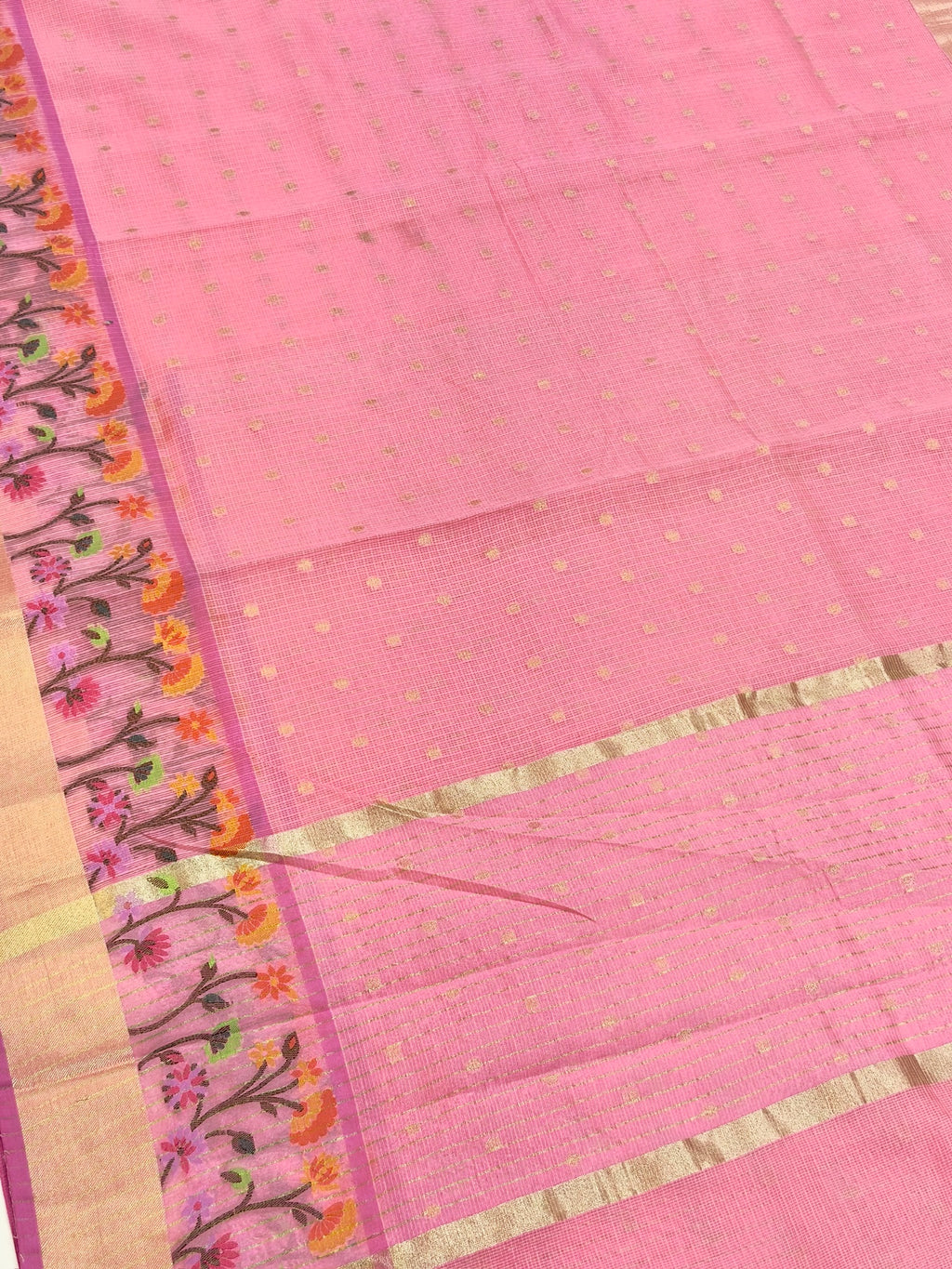 Lavender Pink Kota Zari Jamdani Meenkari Saree