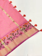 Lavender Pink Kota Zari Jamdani Meenkari Saree