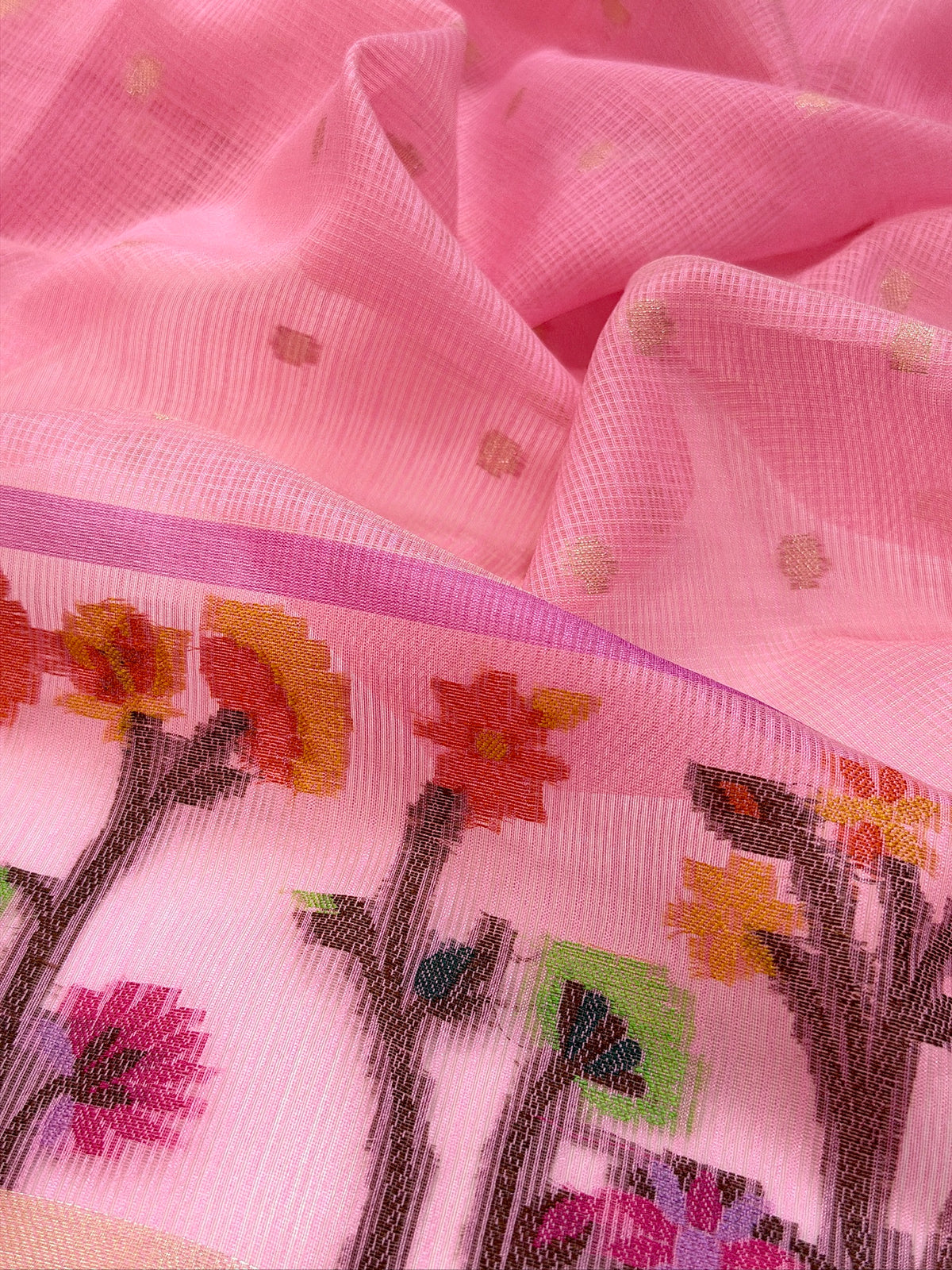 Lavender Pink Kota Zari Jamdani Meenkari Saree