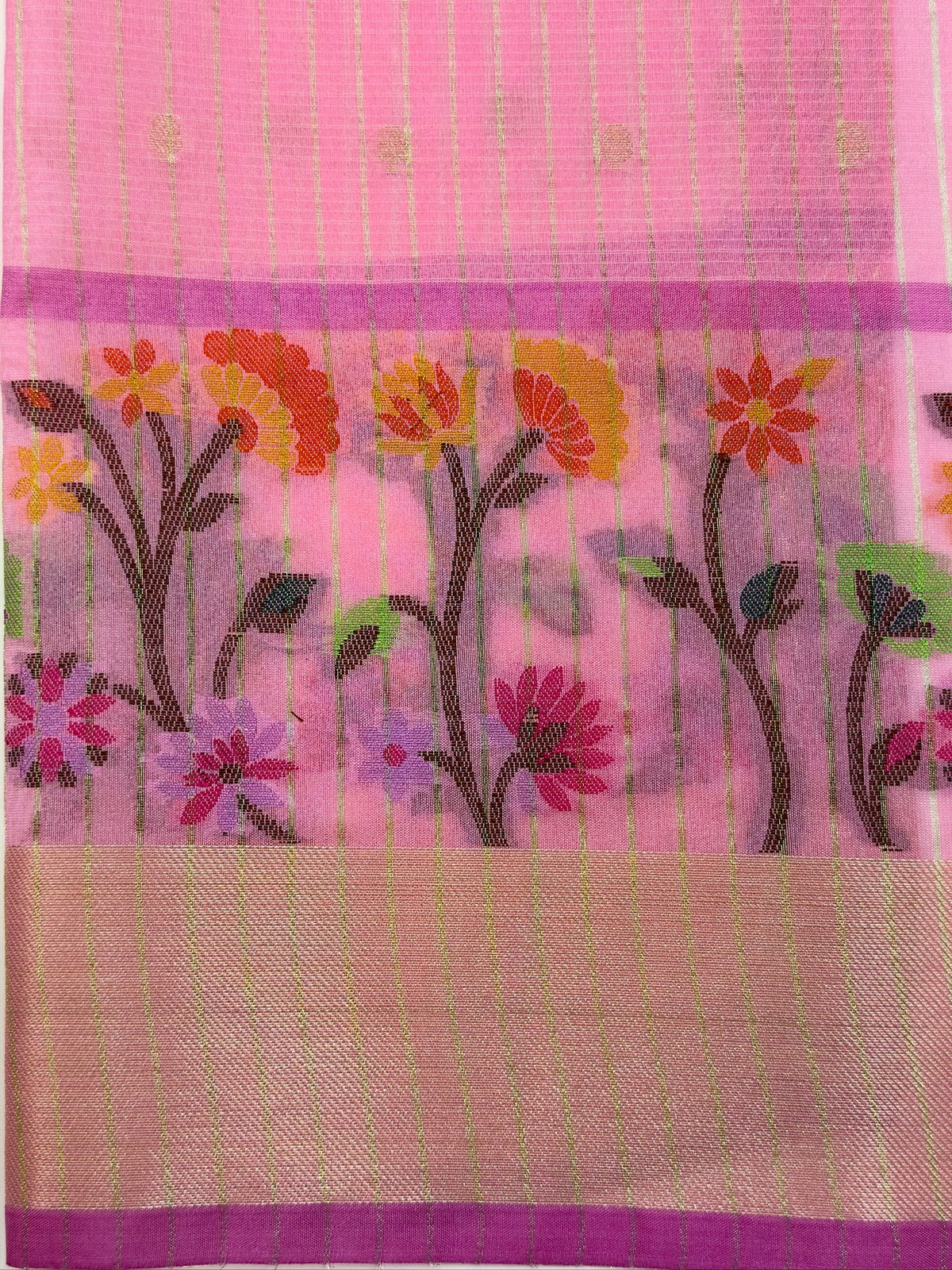 Lavender Pink Kota Zari Jamdani Meenkari Saree