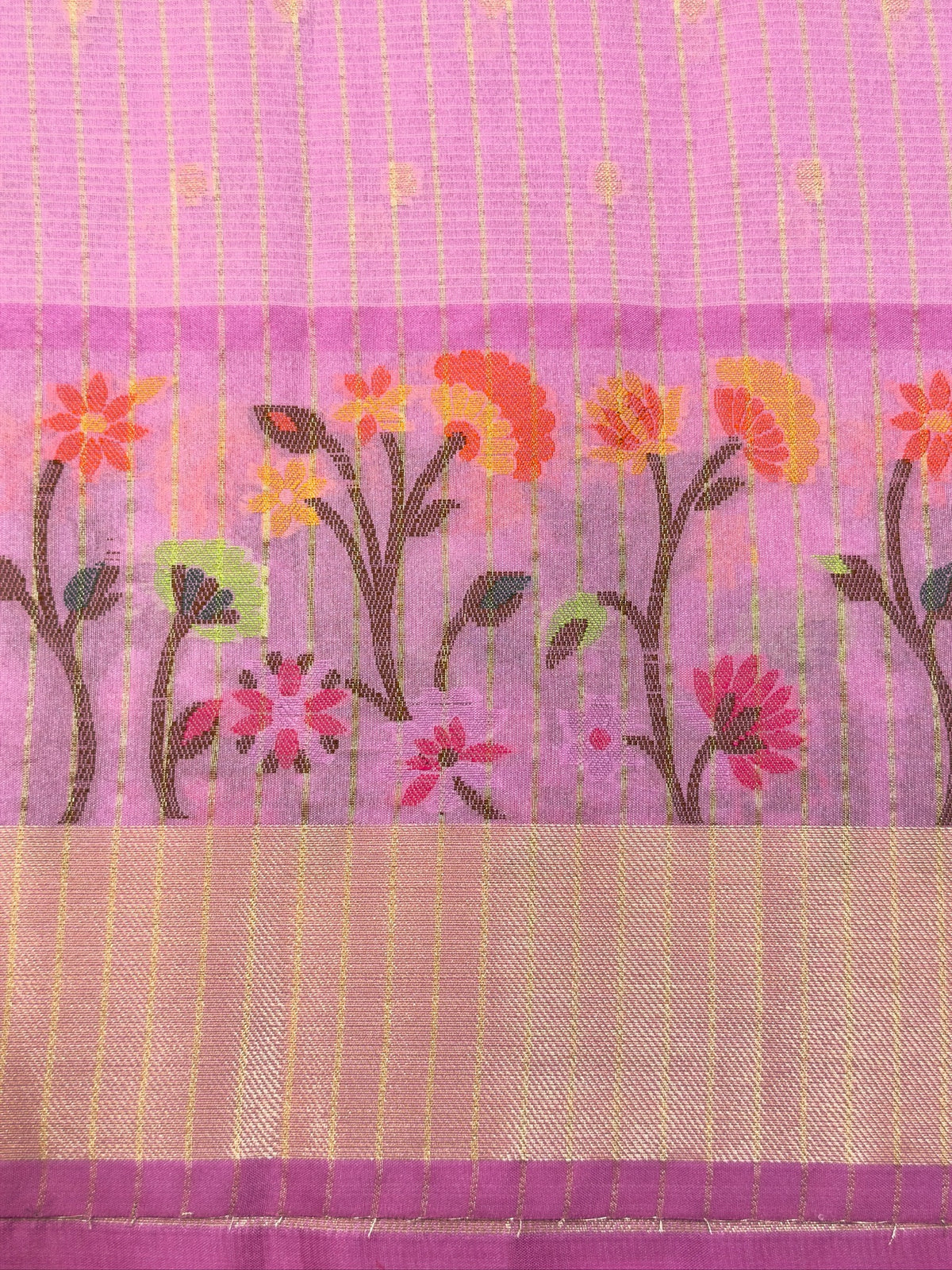 Lavender Pink Kota Zari Jamdani Meenkari Saree