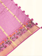 Lavender Pink Kota Zari Jamdani Meenkari Saree