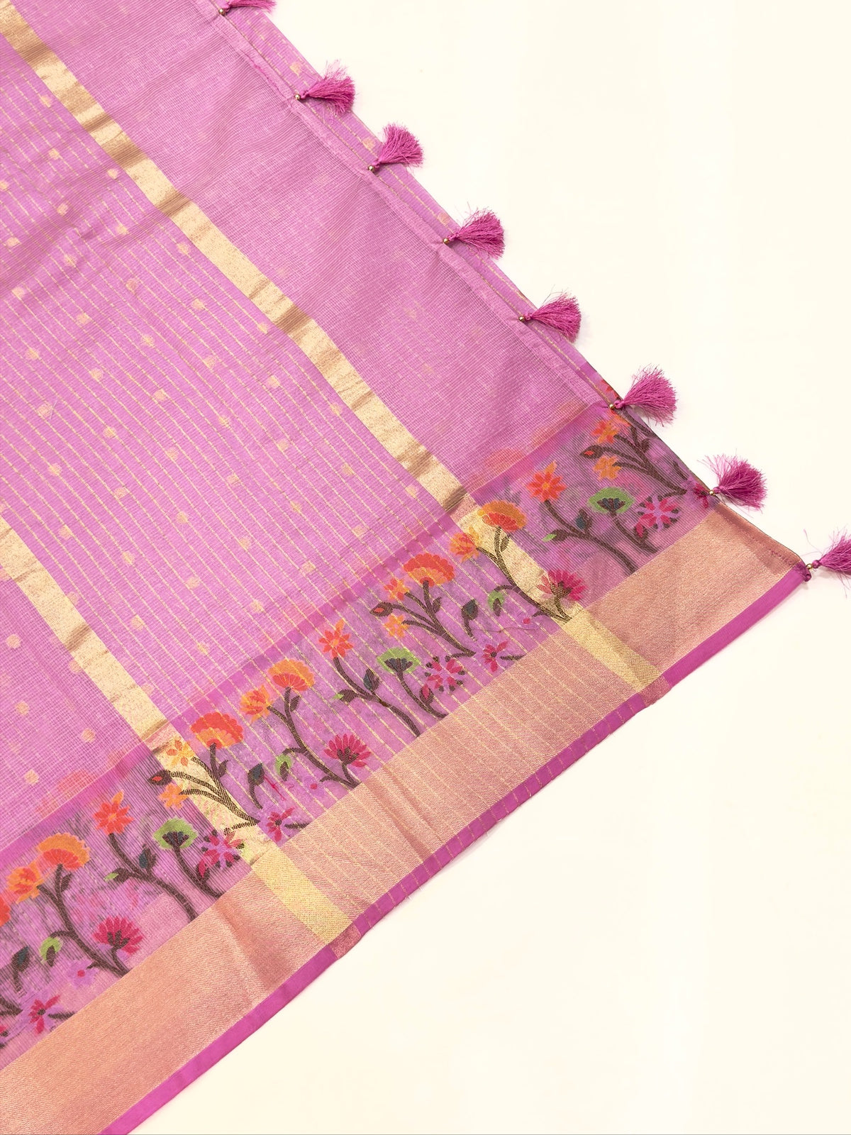 Lavender Pink Kota Zari Jamdani Meenkari Saree
