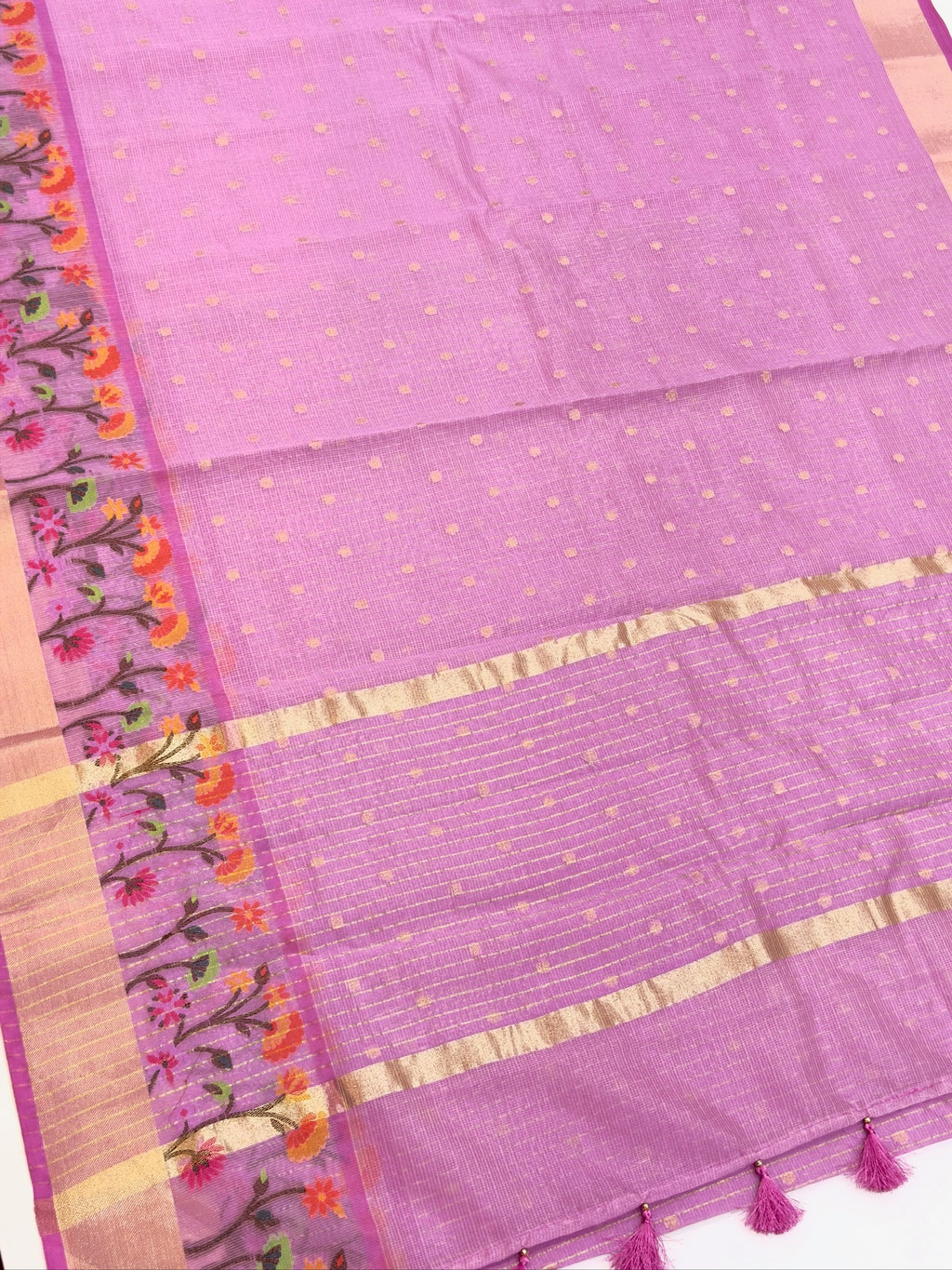 Lavender Pink Kota Zari Jamdani Meenkari Saree
