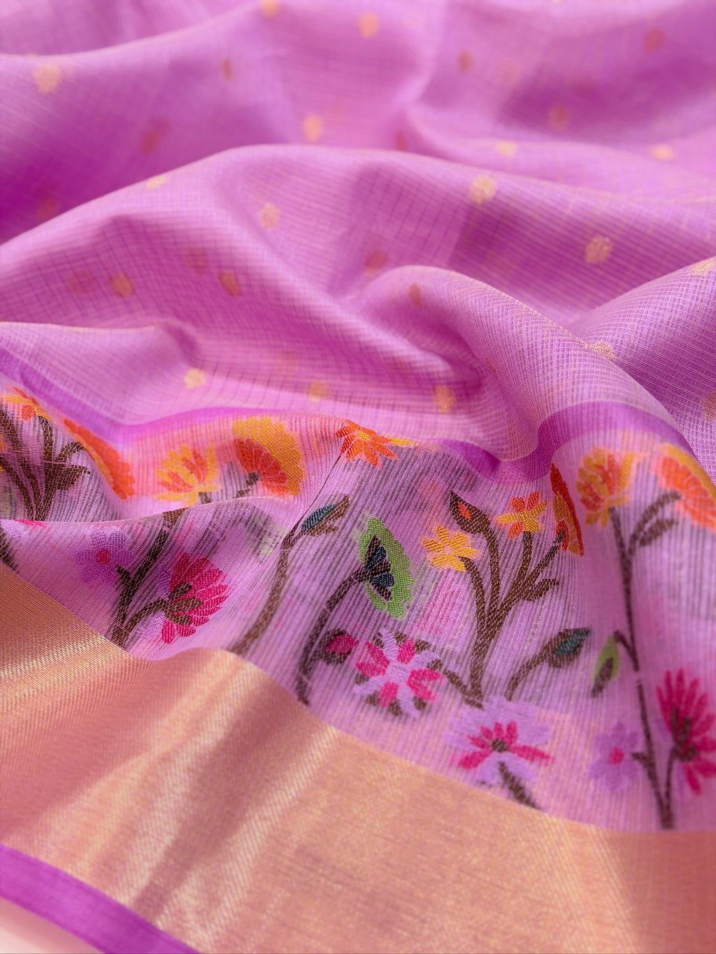 Lavender Pink Kota Zari Jamdani Meenkari Saree
