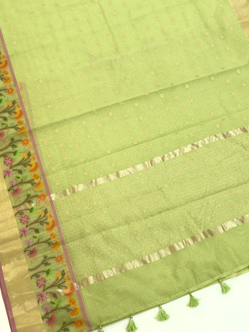 Pistachio Green Kota Zari Jamdani Meenkari Saree