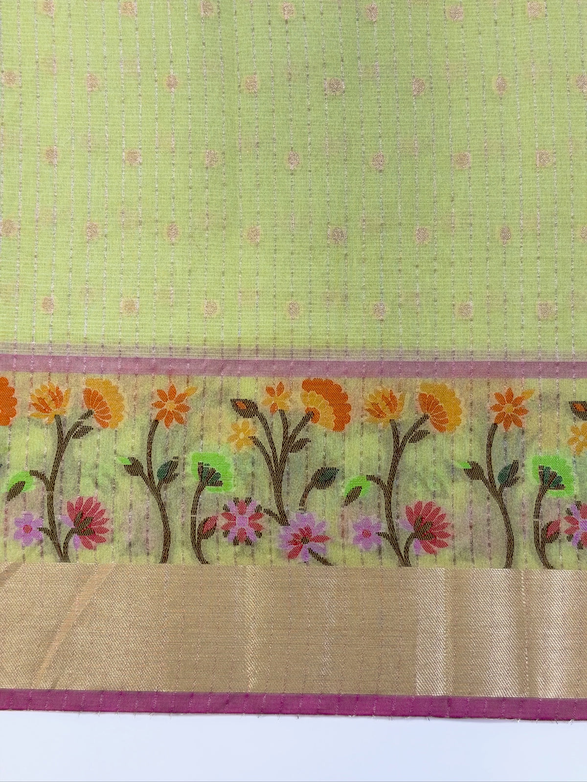 Pistachio Green Kota Zari Jamdani Meenkari Saree