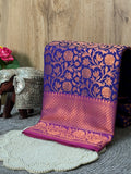 Royal Purple Kanjeevaram Soft Silk Saree with Bronze Zari Work