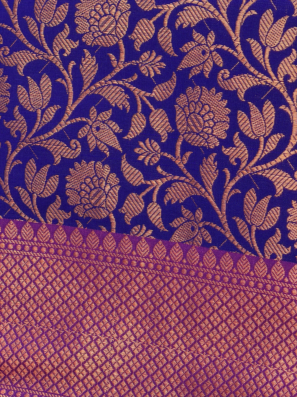 Royal Purple Kanjeevaram Soft Silk Saree with Bronze Zari Work