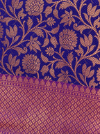 Royal Purple Kanjeevaram Soft Silk Saree with Bronze Zari Work