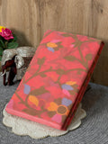 Coral Pink Soft Cotton Jamdani Saree with Floral Pattern