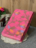 Bright Pink Soft Cotton Jamdani Saree with Floral Pattern
