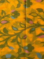 Mustard Yellow Soft Cotton Jamdani Saree with Floral Pattern