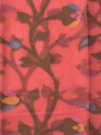 Coral Pink Soft Cotton Jamdani Saree with Floral Pattern