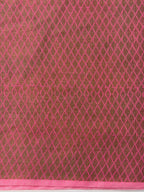 Bright Pink Soft Cotton Jamdani Saree with Floral Pattern