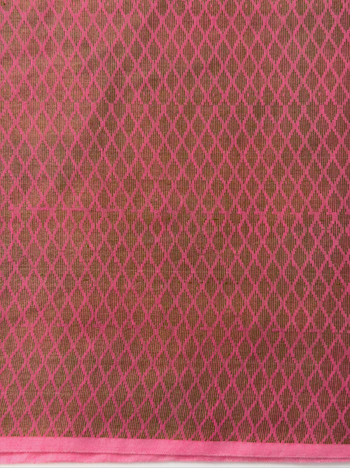 Bright Pink Soft Cotton Jamdani Saree with Floral Pattern