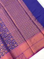 Royal Purple Kanjeevaram Soft Silk Saree with Bronze Zari Work
