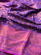Royal Purple Kanjeevaram Soft Silk Saree with Bronze Zari Work