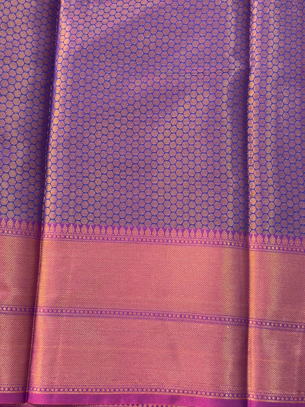 Royal Purple Kanjeevaram Soft Silk Saree with Bronze Zari Work