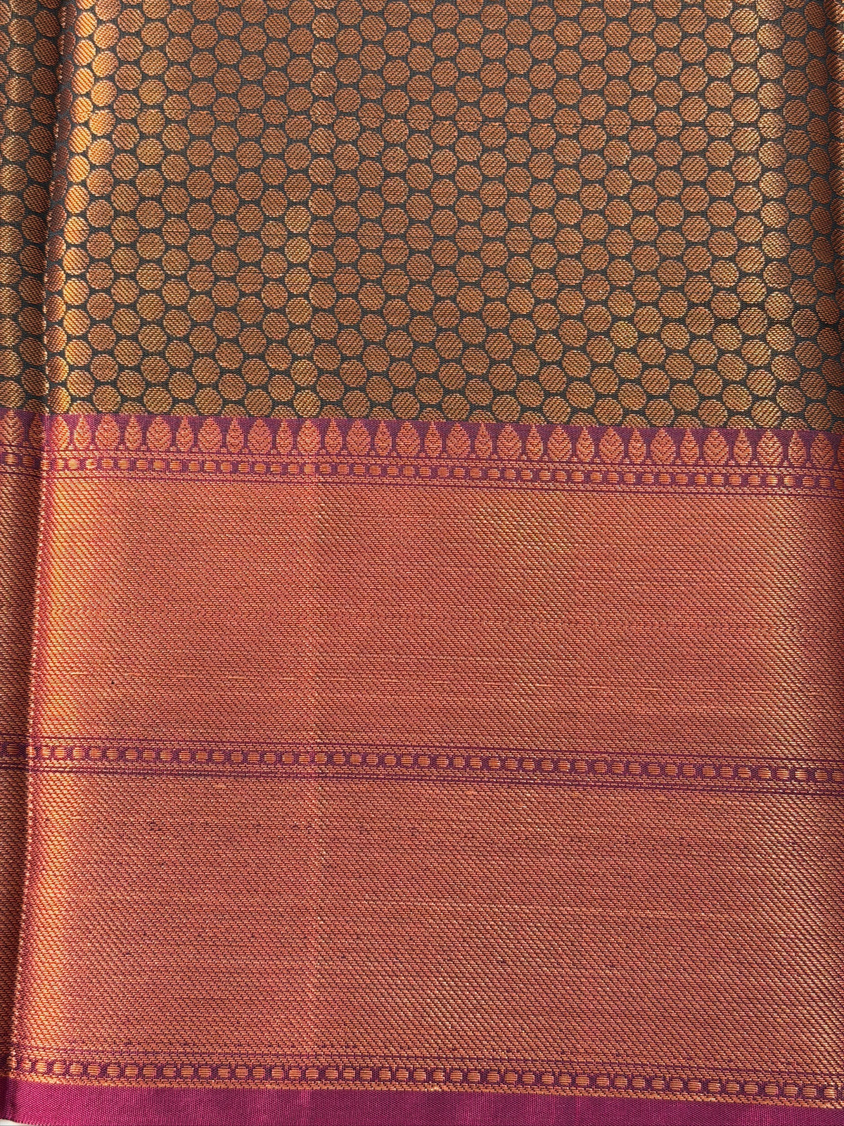 Midnight Black Kanjeevaram Soft Silk Saree with Bronze Zari Work