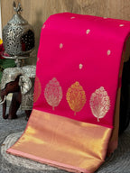 Hot Pink Butter Soft Silk Saree with Fancy Tissue Blouse & Pallu