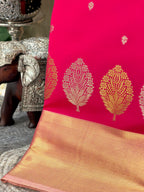 Hot Pink Butter Soft Silk Saree with Fancy Tissue Blouse & Pallu