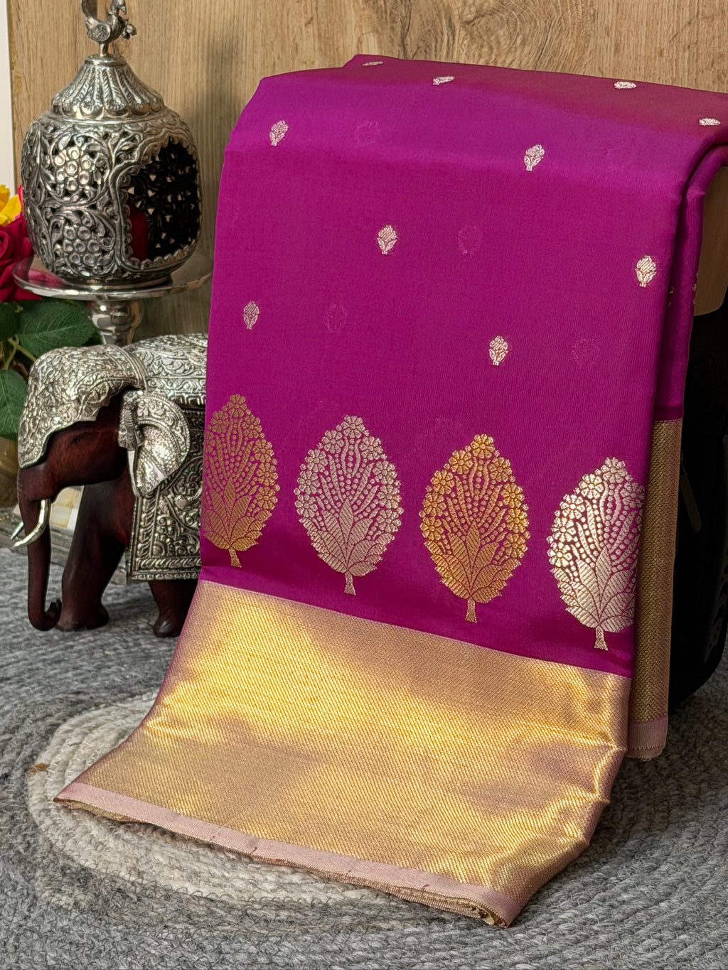 Magenta Pink Butter Soft Silk Saree with Fancy Tissue Blouse & Pallu