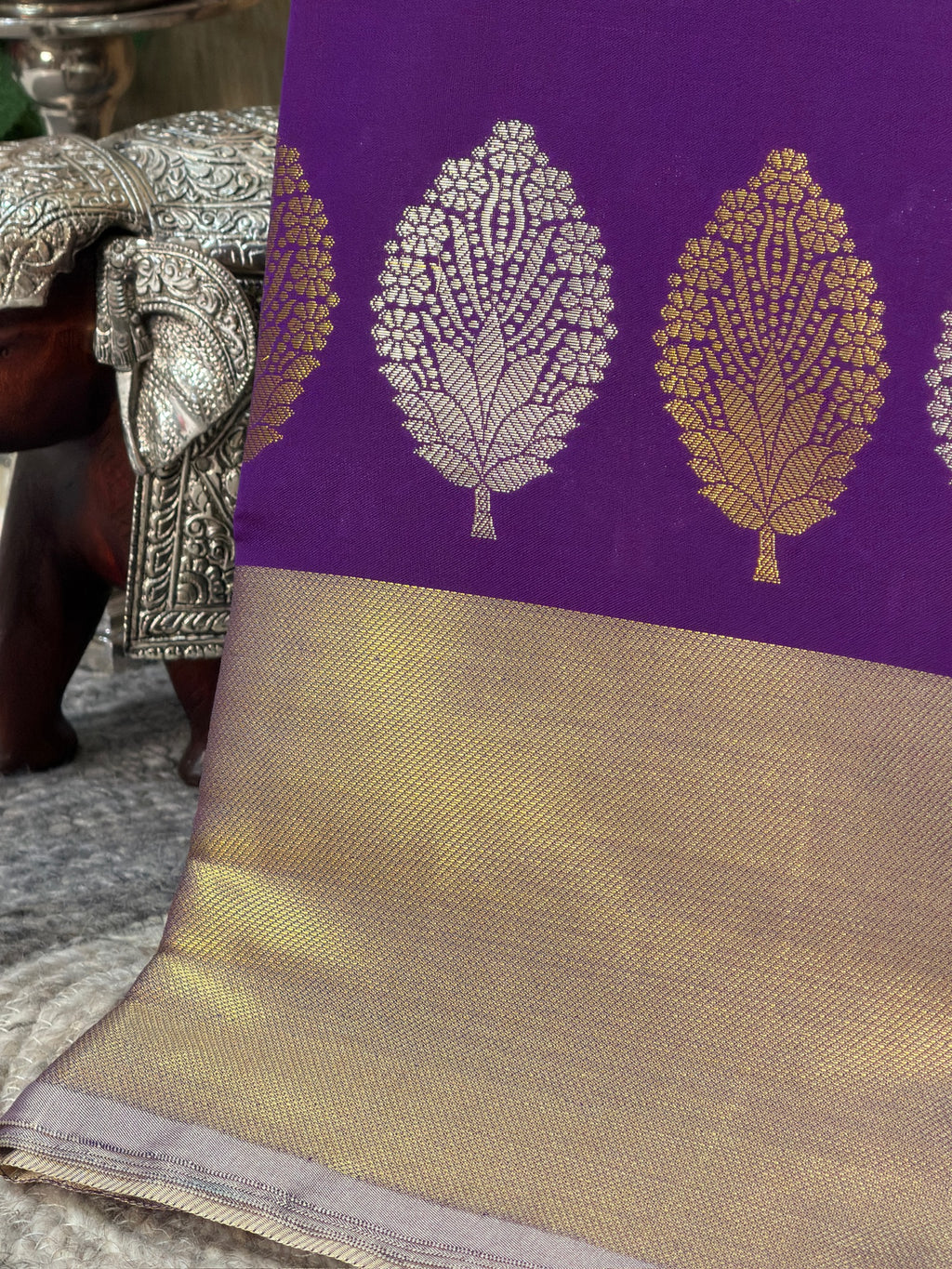 Royal Purple Butter Soft Silk Saree with Fancy Tissue Blouse & Pallu