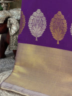 Royal Purple Butter Soft Silk Saree with Fancy Tissue Blouse & Pallu