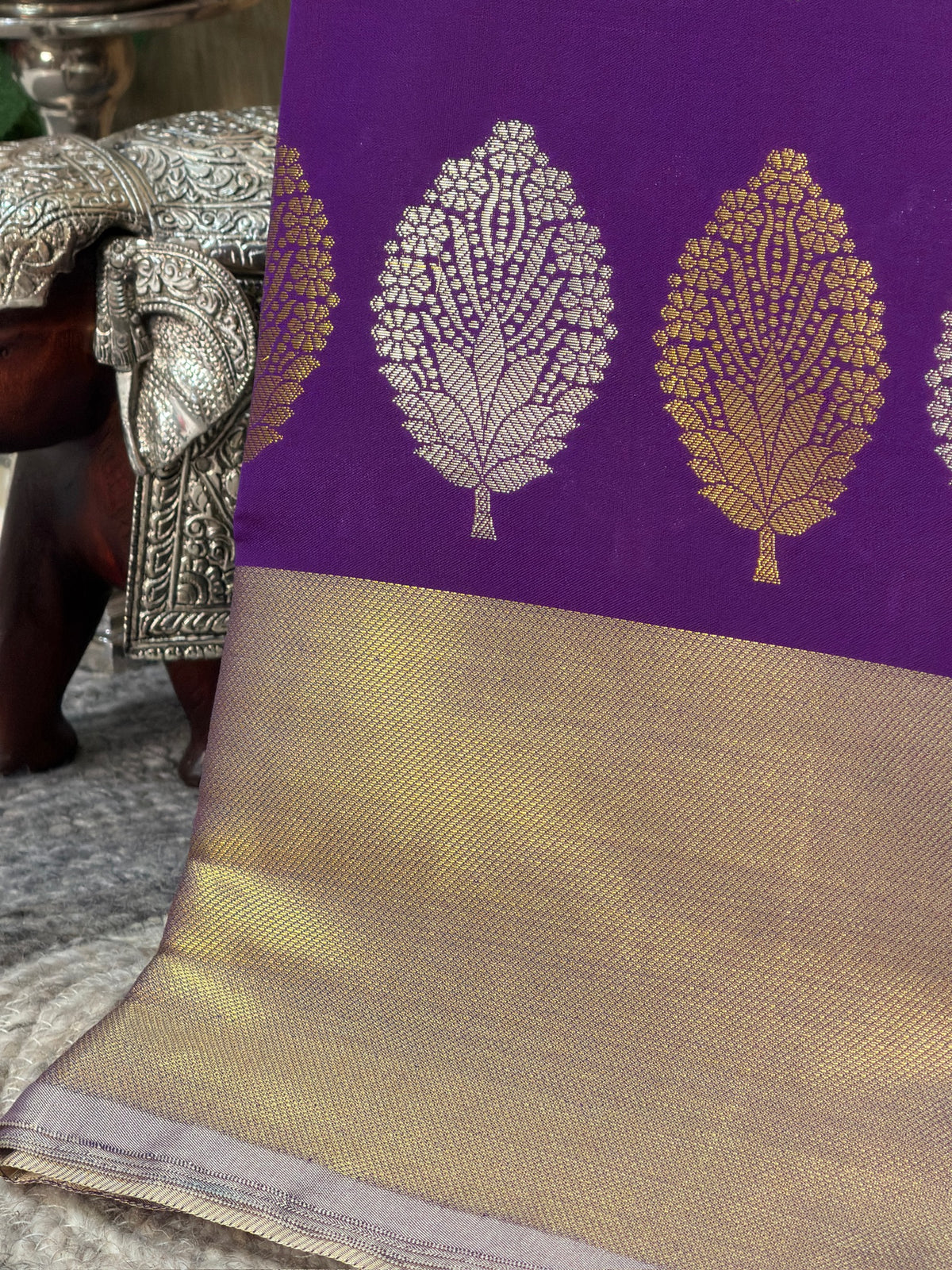 Royal Purple Butter Soft Silk Saree with Fancy Tissue Blouse & Pallu