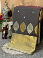 Charcoal Grey Butter Soft Silk Saree with Fancy Tissue Blouse & Pallu