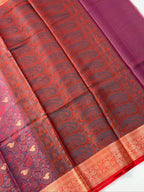 Wine Maroon Silk Georgette Pashmina Saree with Paisley Design
