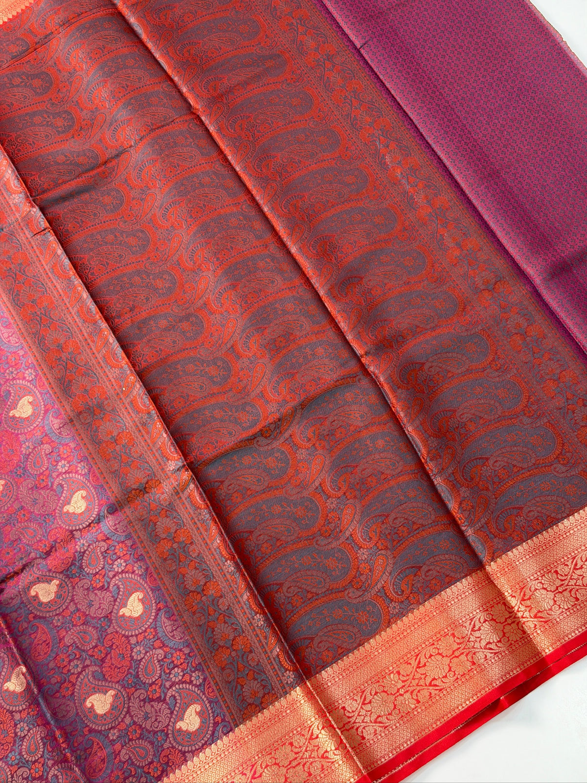 Wine Maroon Silk Georgette Pashmina Saree with Paisley Design