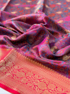 Wine Maroon Silk Georgette Pashmina Saree with Paisley Design