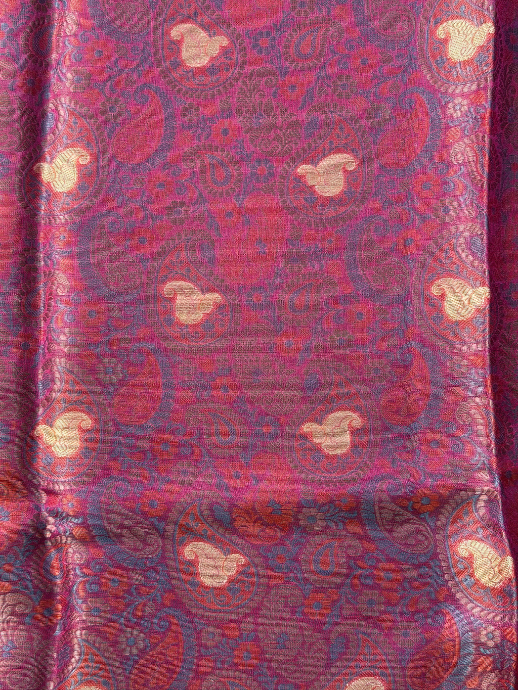 Wine Maroon Silk Georgette Pashmina Saree with Paisley Design