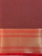 Royal Blue Silk Georgette Pashmina Saree with Floral Paisley Design