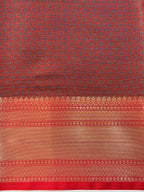Teal Blue Silk Georgette Pashmina Saree with Floral Paisley Design
