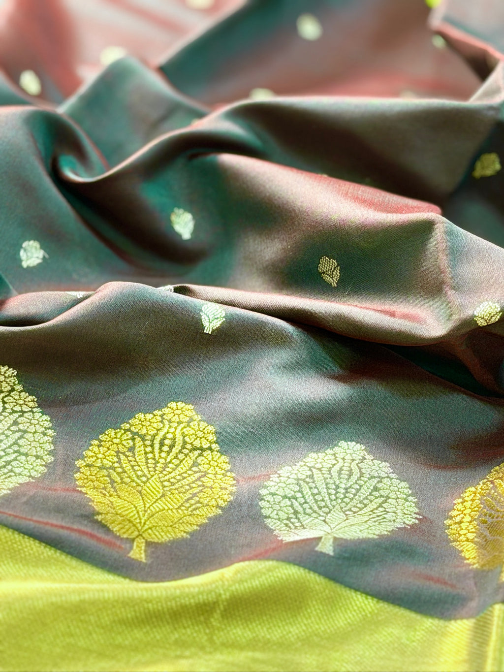 Charcoal Grey Butter Soft Silk Saree with Fancy Tissue Blouse & Pallu